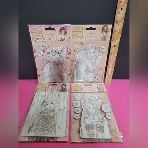 Santoro London Willow Rubber Stamp Sets.  Set Of 4. (0155)